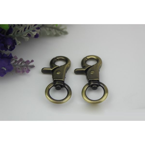 OEM/ODM zinc alloy 13 mm round eye bolt metal dog leash lobster claw swivel snap hook rose for bag accessories