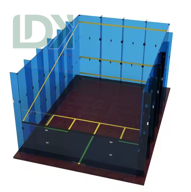 Squash Indoor Court With Lamps Glass Back Wall Squash Court Fittings In Blue Or Customized Design