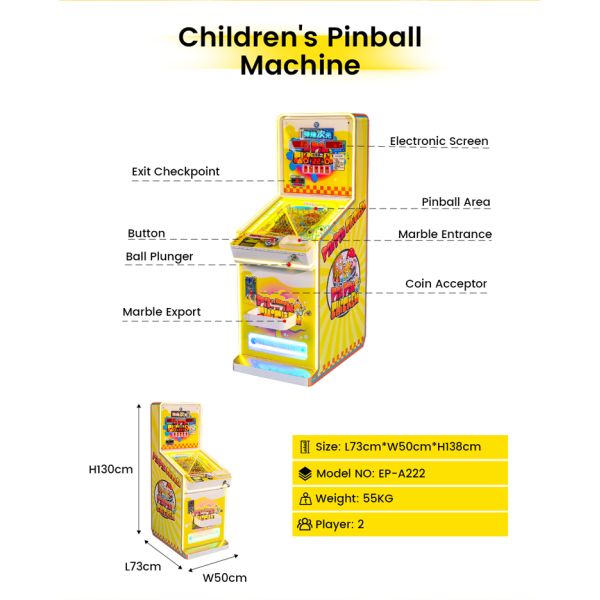 Vibrant Kids Pinball Machine | Arcade Entertainment Game Machine