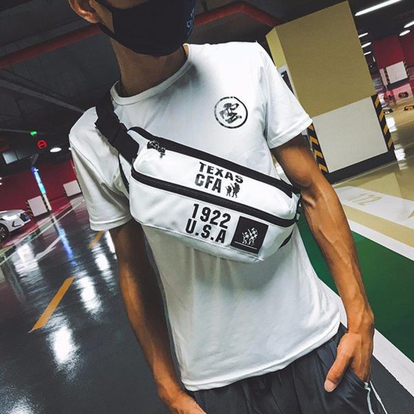 Hip hop earth cool Fanny pack pure color retro cross body bag with character word mother and daughter bag