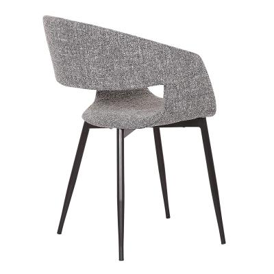 Mid - Century Modern Dining Armchair Fabric Gray And Black Simplicity Metal Leg