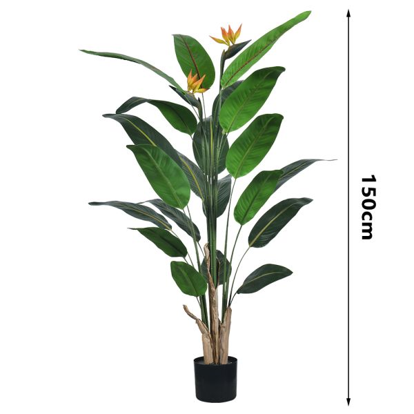 Haihong Factory Wholesale Plastic Decorative Plants 4ft 6ft Bird of Paradise Artificial Plant for  Cafe Shop Decoration