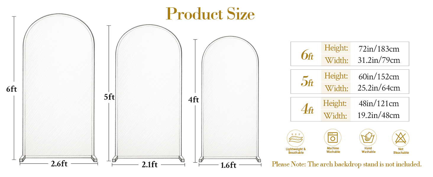 White Arch Covers 3 Set, Arch Backdrop Cover Spandex Wedding Arch Stand Covers