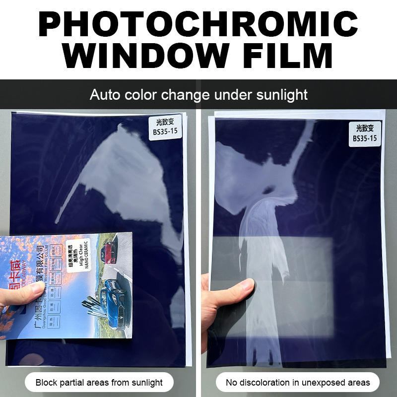 Photochromic Window Tint 2mil Self-Tinting VLT 70%-25% UV Reactive OEM