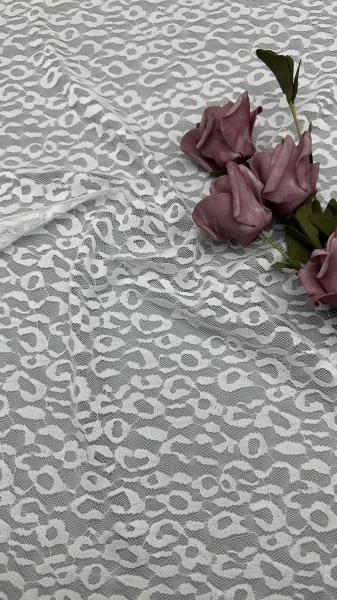 Tissus brodés en dentelle blanche motifs nuageux de treillis pour robes de mariée