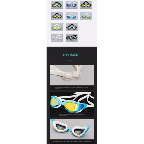 Electroplated Colorful Unisex Anti Fog Swimming Glasses Swimming Race Goggles