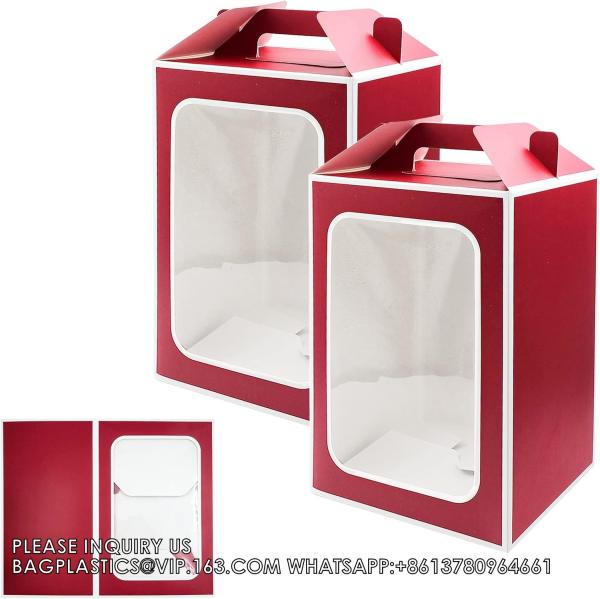 Large Gift Boxes, Tote Paper Bags With Transparent Window Flower Bouquet Paper Gift Bags With Handles, Party Bag