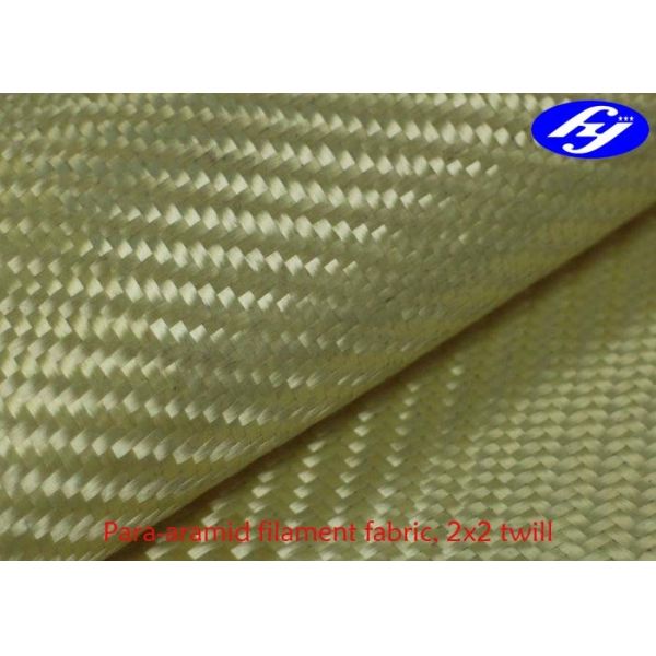 High Strenght Woven Aramid Fabric / 2x2 Twill Yellow Kevlar Aramid Fiber