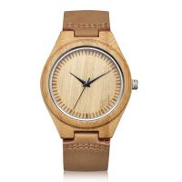 Reloj de madera del cuarzo de la nueva del estilo lona de Diy con la correa de cuero auténtica