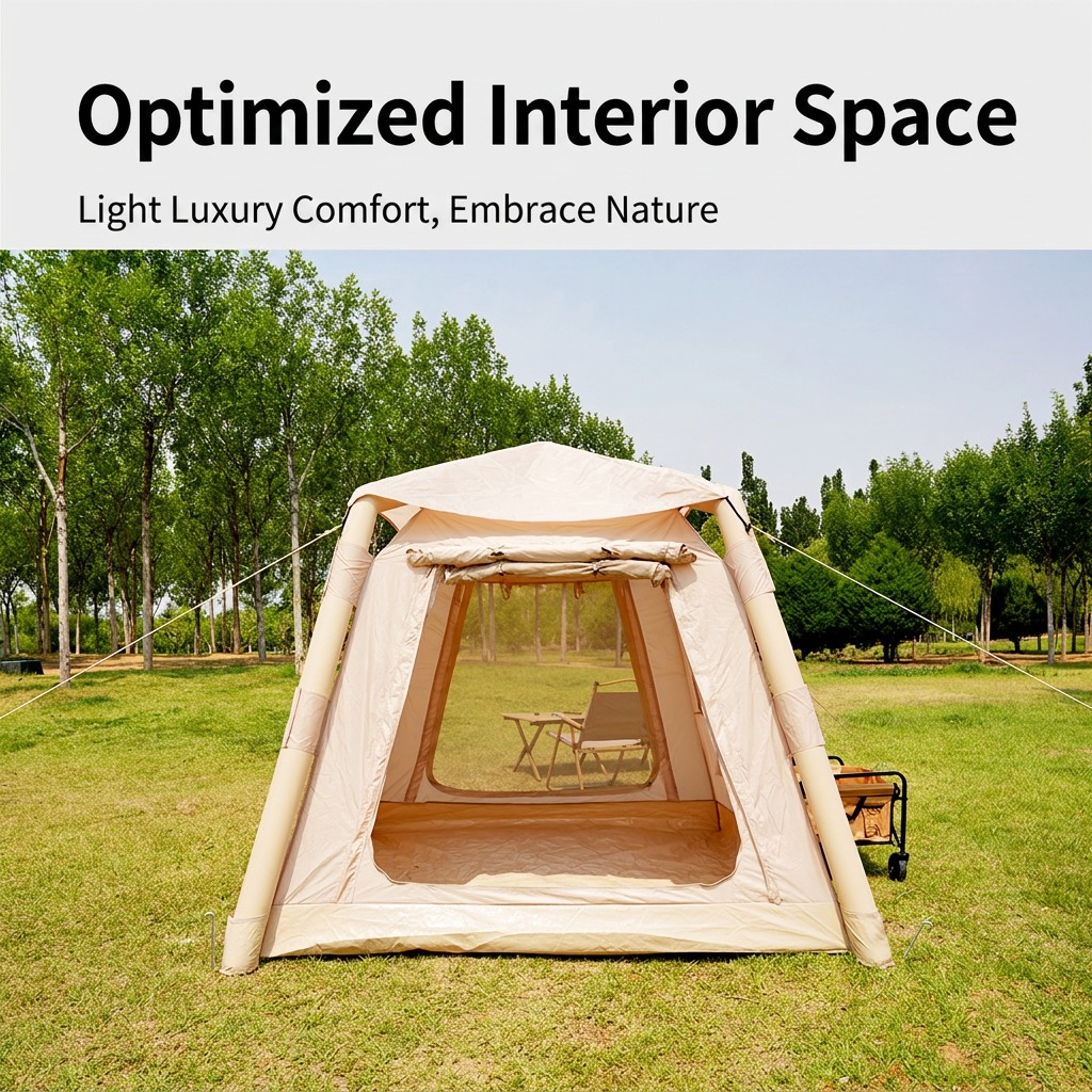 Portable Inflatable Air Tent Foldable Double Layer Rainproof Camping Shelter 4.6 Sq m No Setup Outdoor Overnight Tent