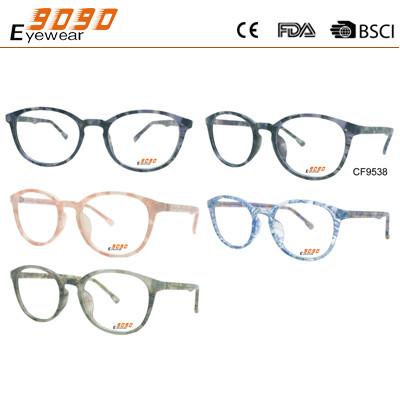 Oval  2018 CP injection optical spectacle frame,pattern on the temple and frame