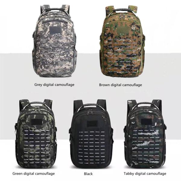 Anti Theft Rechargeable USB Military Hiking Backpack 60L Camouflage