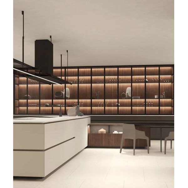 Acrylic Assembled Kitchen Cabinets Furniture Solid MDF Wood