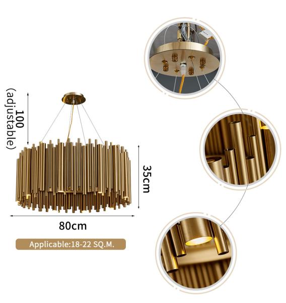 Luxury Gold Chandelier For Living Room Modern LED Home Decor tube chandelier(WH-CY-166)