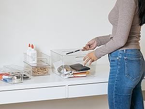 Clear Plastic Storage Bins – XL Pack Perfect For Kitchen,Fridge, Pantry Organization, Cabinet Organizers