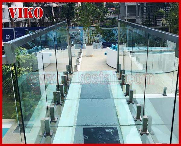 Glass Spigot For Glass Railing VH113SB 304 stainless steel Cap Handrail Glass Spigot Tempered glass UChannel RailingClea