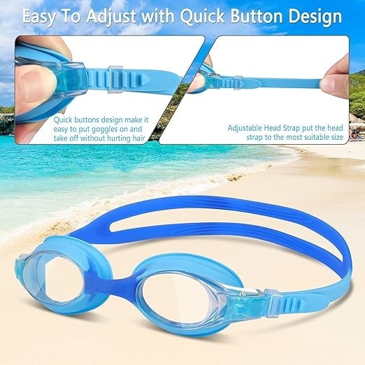 Waterproof Anti-Fog UV Protection Swimming Goggles for Kids with Clear Lens and Earplug Set