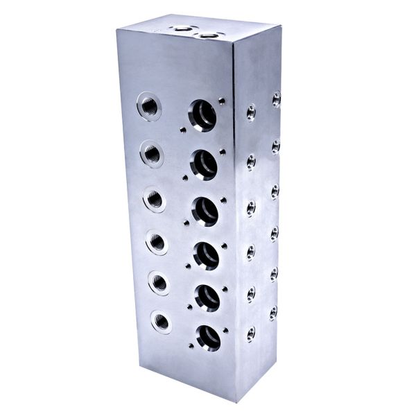 Bloque de válvula de cilindro hidráulico de aleación de aluminio Al6061 Bloque de manivela de mecanizado CNC