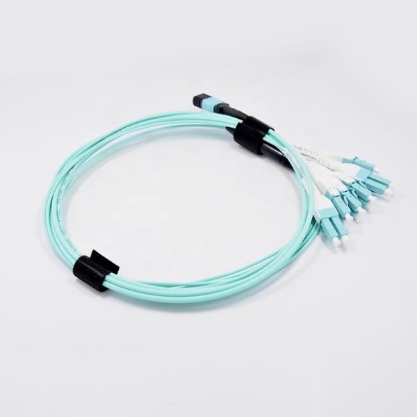 ISO9001 MTP MPO To LC Uniboot Cables Female Fanout Cables Fiber Patch Cord 12C OM3 LSZH OFNP