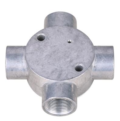 1/2 3/4 Aluminum Electrical Junction Boxes , 4 Way Circular Box Water Resistance