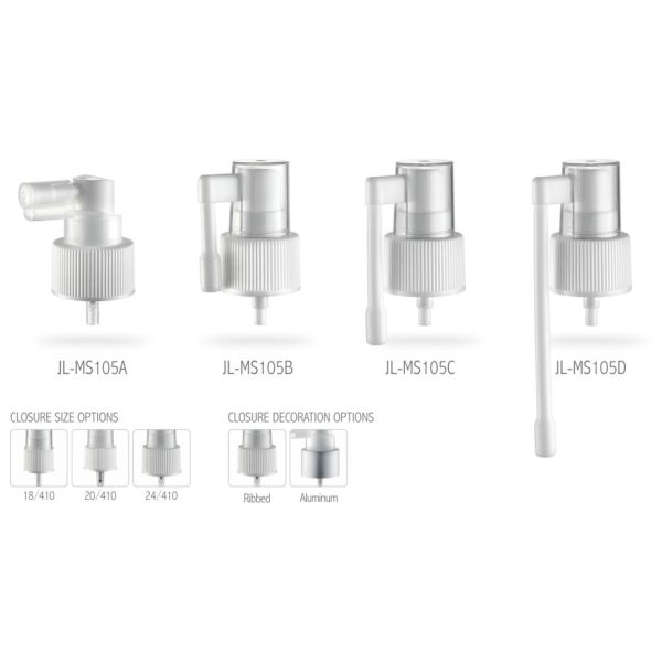 JL-MS105B 18/410 20/410 24/410 Mist Spray Pump Medical Grade Plastic Oral Nasal Rotation