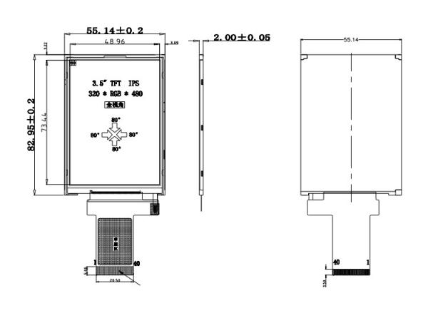 320x480 3.5 インチ Tft Lcd ディスプレイ 18 ビット パラレル Rgb インターフェイス 小サイズ