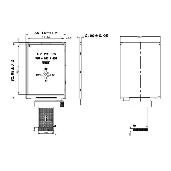 Polcd RGB 18 BIT 3,5-дюймовый Tft-дисплей 320X480 промышленный сенсорный экран