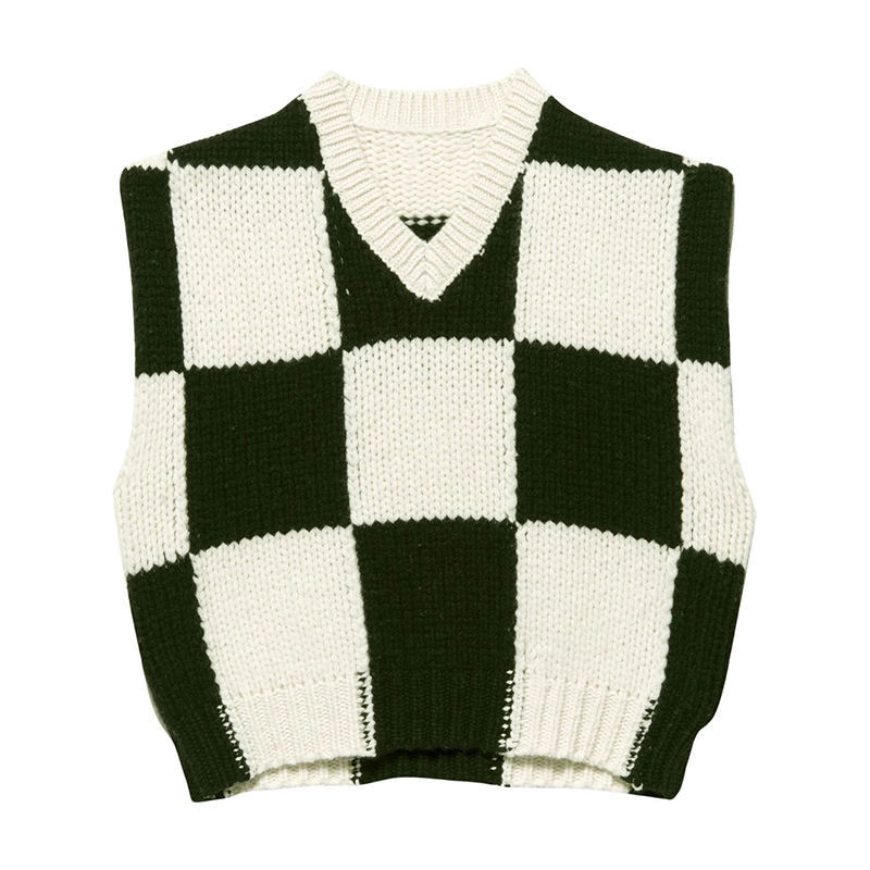 Two-Tone Merino Wool Knitted Vest Breathable Anti-Wrinkle Casual Pullover