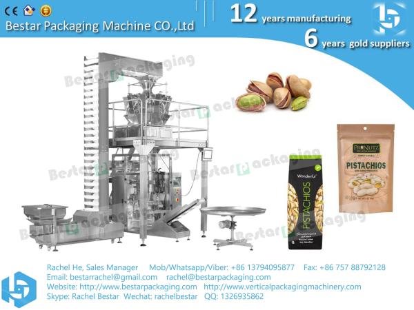 Automatic granules pouch packaging machine with 14 heads weigher teflon treatment BSTV-450AZ