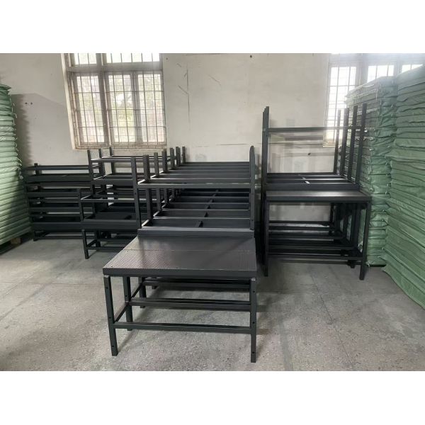 6-step Stage Stairs Square Pattern Aluminum Alloy and Plywood Choir Stand