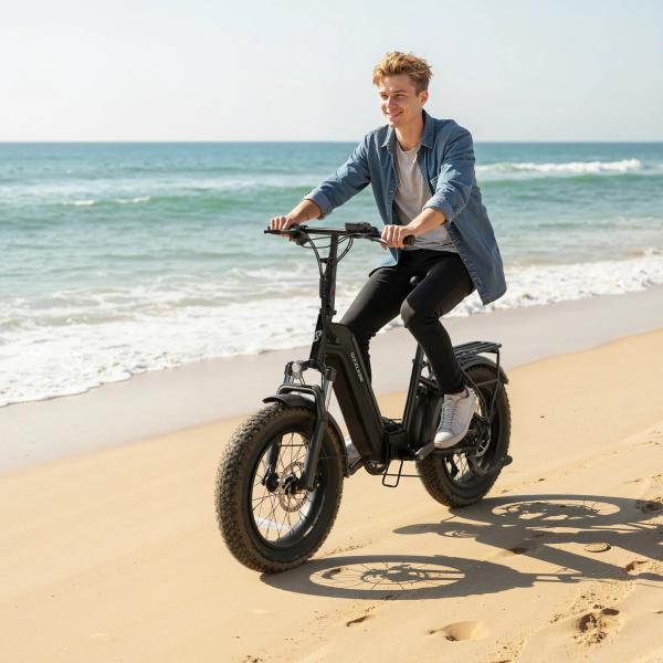 All Terrain 20 4.0 Fat Tire Folding Electric Hybrid Bike Steel Frame 7-Speed 48V 15AH Lithium Battery Brushless Rear Hub Motor