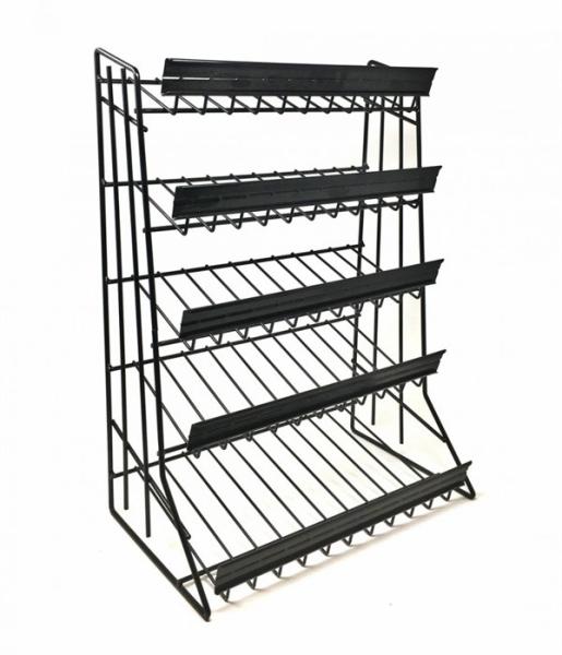 Supermarket potato chips black mini small metal display rack 3/4/5 layers metal wire dispaly racks
