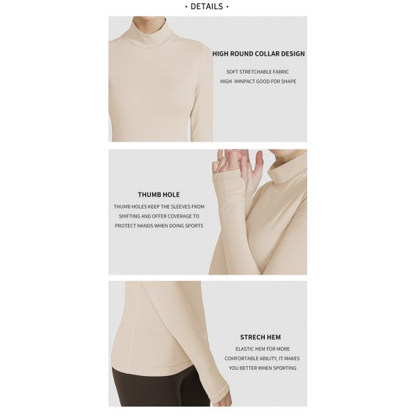 Hiking Cycling Long Sleeve Yoga Top Pullover With Build In Bra 220gsm