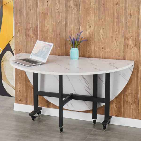 Folding Kitchen Table Dining Desk with Wheels Space Saving, Multipurpose Collapsible for Small