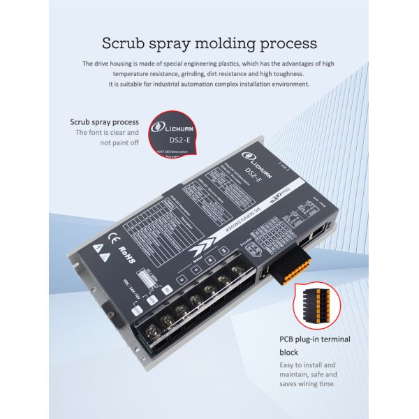 Lichuan DC Servo Motor Drivers Kit DS2-45P/R/C/E Low Voltage 6N.m 1500W /1.5KW DC48V 45A 2500RPM IP65