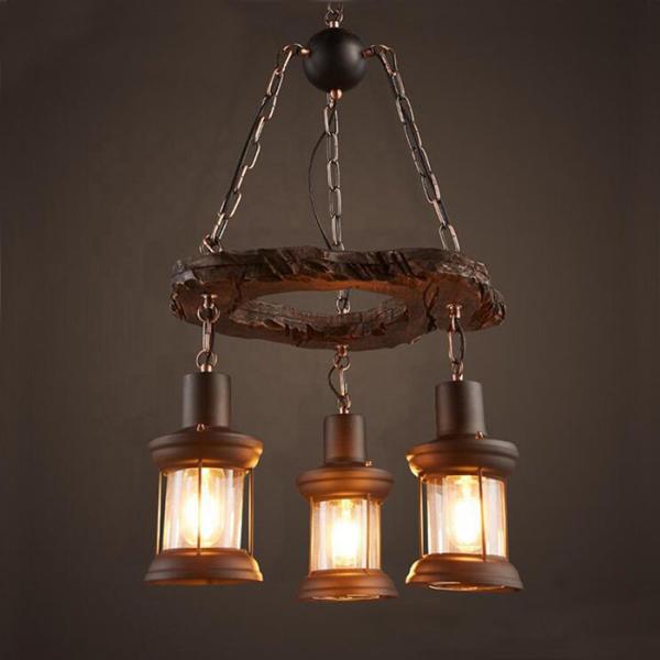 Rustiy Indoor Decoration Wood And Metal Pendant Light Ce Rohs Certification