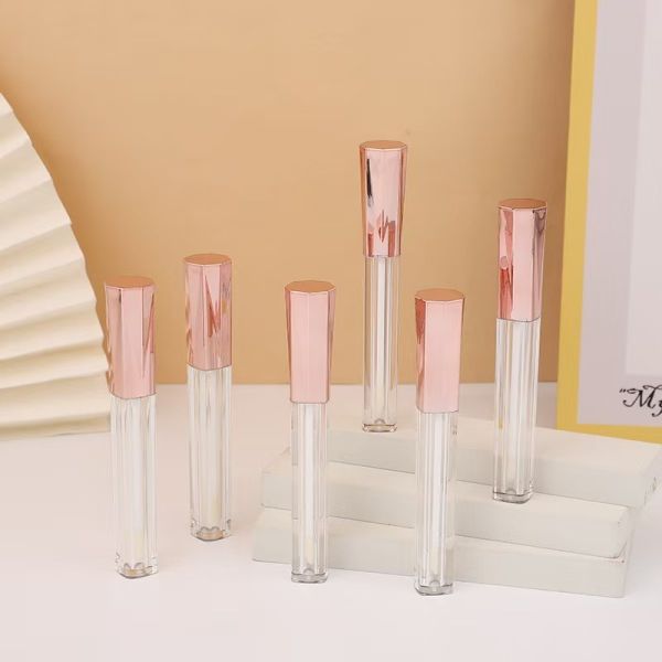 Cubierta de aluminio de metal de diamante octogonal, tubo de plástico con esmalte labial