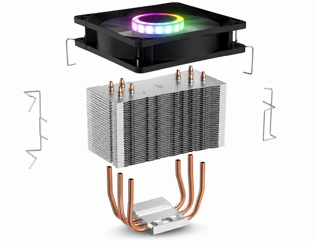 Fengliang No.2 CPU Cooler 4 Heat Pipes 120mm RGB Fan Tower Air Cooler Support Intel AMD Multi-platform CPU Heatsink