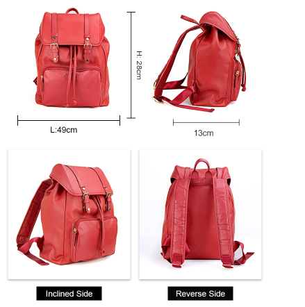 School Leather Womens Backpack Bags Medium Size Polyester Lining 30 - 40L