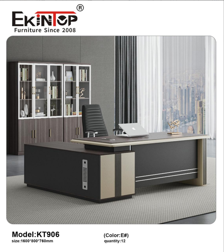Ekintop Computer Office Table Modern Executive Wooden Office Table Desk with Drawers