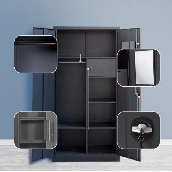 Durable Steel Office Cupboard Multifunctional File Cabinet With Mirror Wardrobe