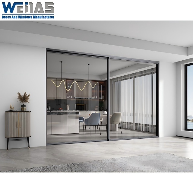 Narrow Frame Aluminium Interior Sliding Partition Doors For Wide Viewing Area
