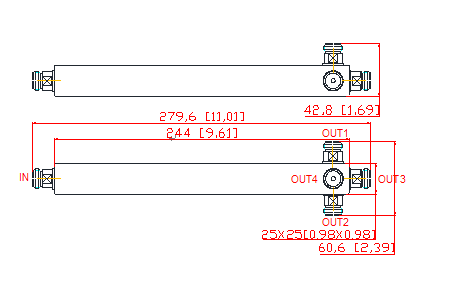 698-4000 МГц 4 Way N женский разделитель питания