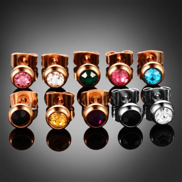 316l Surgical Steel Crystal Gem Assorted Colors Ear Stud Piercing Simple Style Screw-Back Earrings Sexy Girls Jewelry