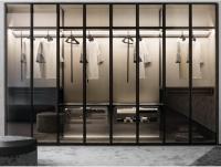 Placard moderne de garde-robe de chambre à coucher de 3M avec la porte en verre et le commutateur mené