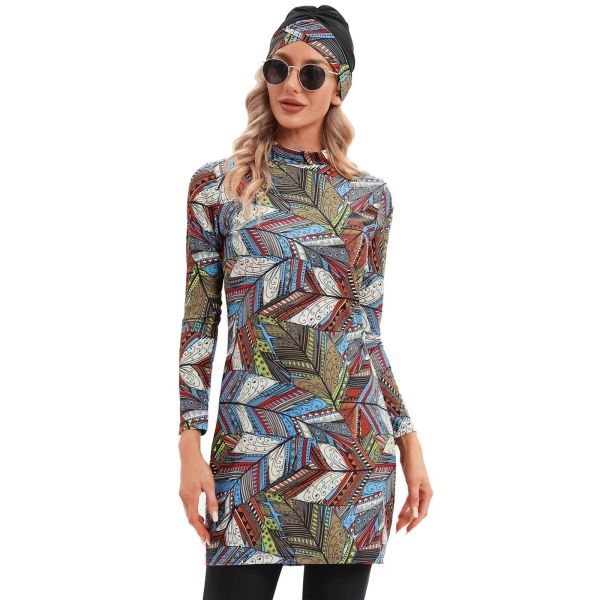 Swimwear исламских женщин Burkini напечатал Swimwear Hijab солнцезащитного крема исламский