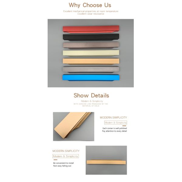 SGS Kitchen G Aluminum Profile Zinc Alloy Gold Cabinet Handle