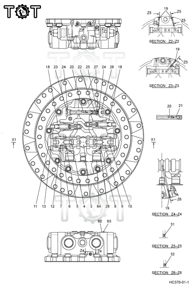 Набор LQ15V00020F1 уплотнения мотора перемещения масла устойчивый KOBELCO SK260-8