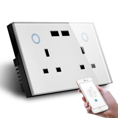 Soquete de parede esperto BRITÂNICO de WiFi com o carregador do soquete de USB