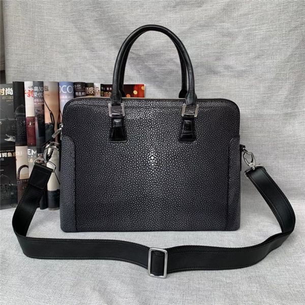 Authentic Exotic Stingray Skin Businessmen Laptop Briefcase Genuine Real Crocodile Leather Male Working Purse Handbag